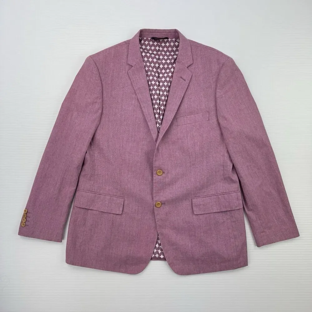 Linea Uomo 44R Dusty Pink Linen Blend Sport Coat Blazer Casual Jacket 44 Regular